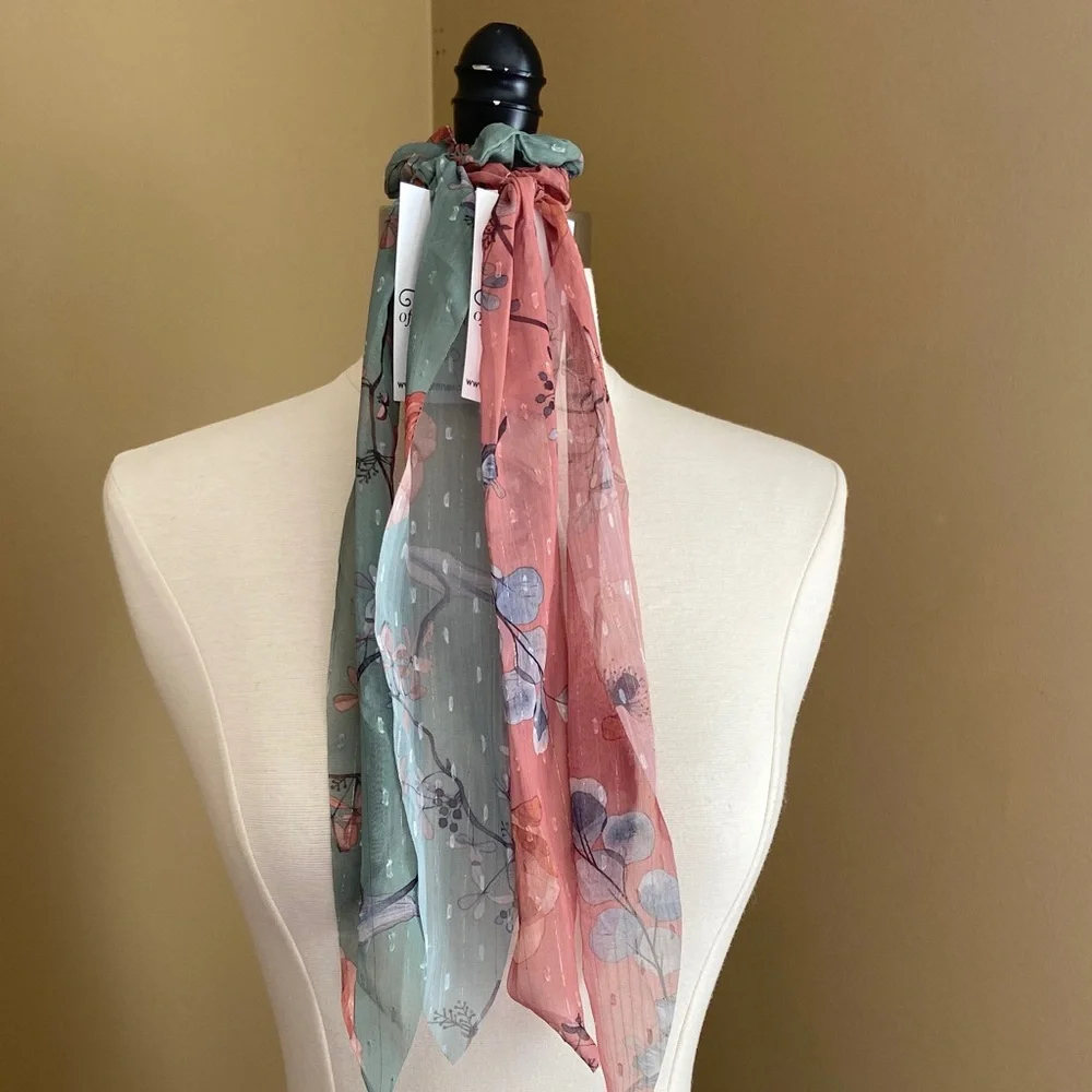Bundle of 2 Floral PonyTail Scarves NWT‎